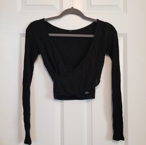 alo crop top cross body long sleeve